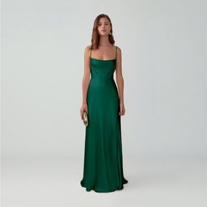 Fame and Partners Strappy Draped Gown - Dark Forest